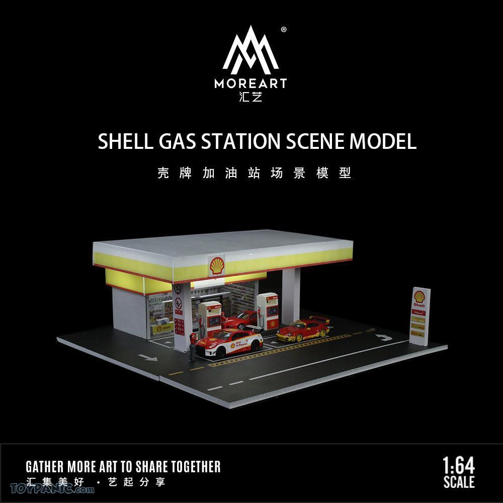 MoreArt MO936209 1:64 Shell Gas Station Scene Diorama & Garage