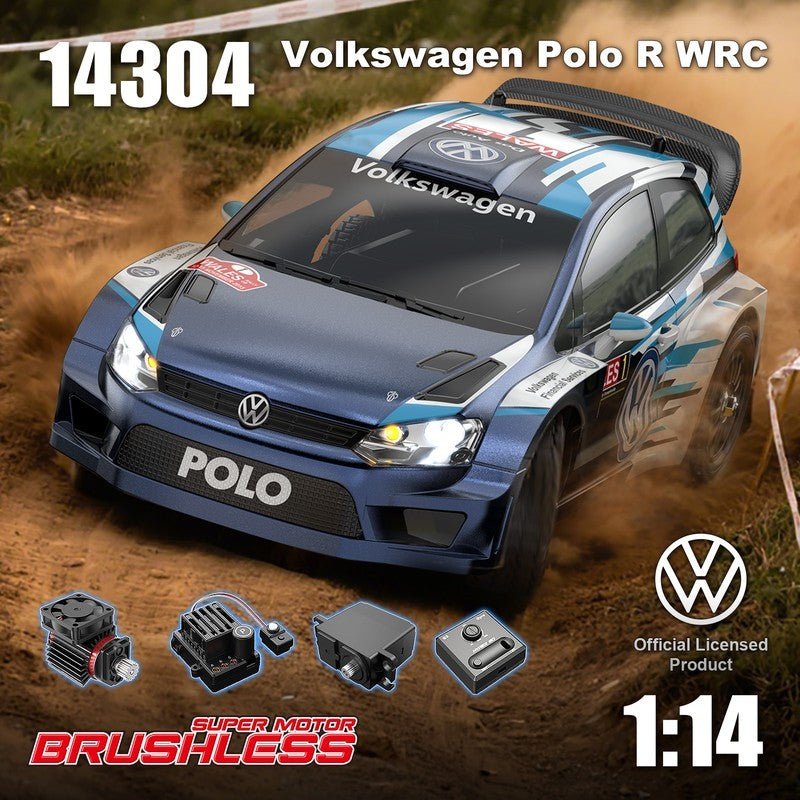 MJX Hyper Go 14304 1:14 VW Polo R WRC Brushless RC Rally Car — Licensed, 63 km/h (RTR)