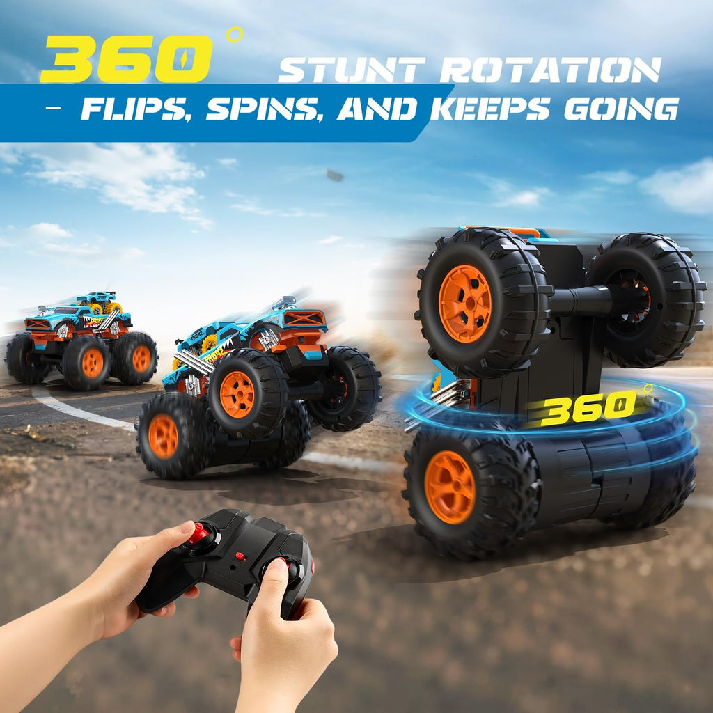 RC 2-in-1 Monster Launcher Track 333-TS251401  1:16 360° Flips 60min Play Kids