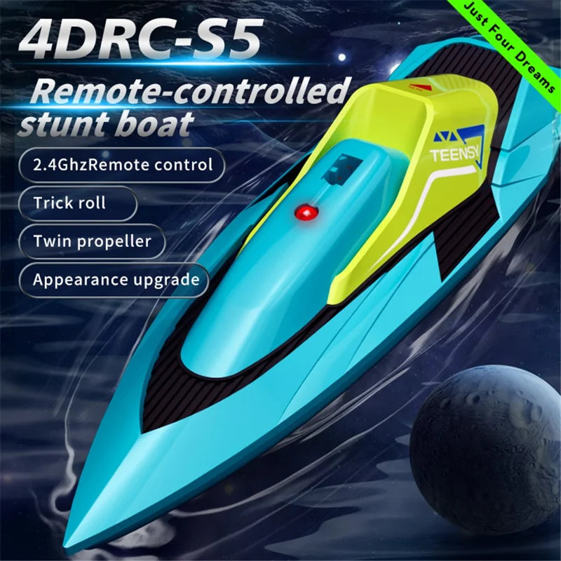 4DRC S5 Mini Dual Propeller RC Boat Blue