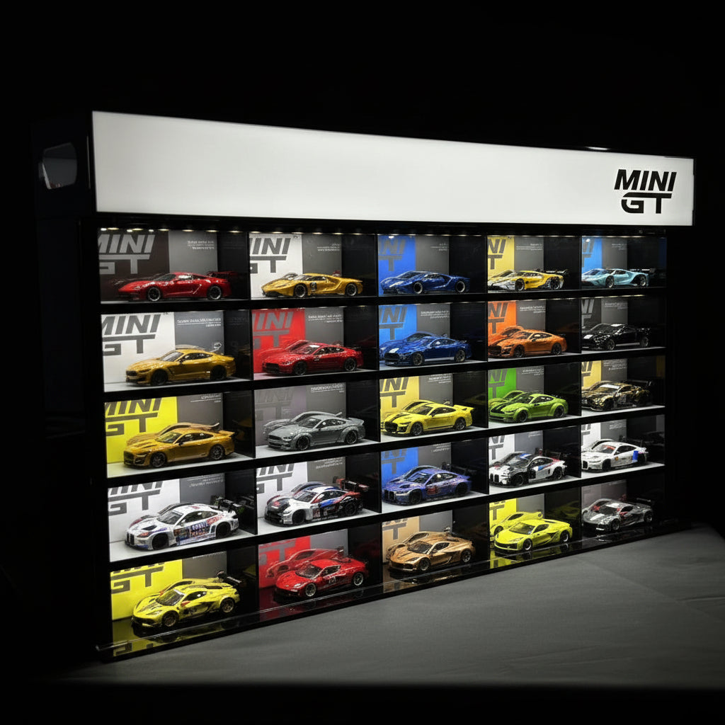 Acrylic garage showcase for die-cast car collectors.