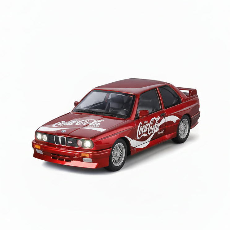 BMW M3 E30 1:24 Coco Cola Diecast Pull Back Car Light Sound Open Doors