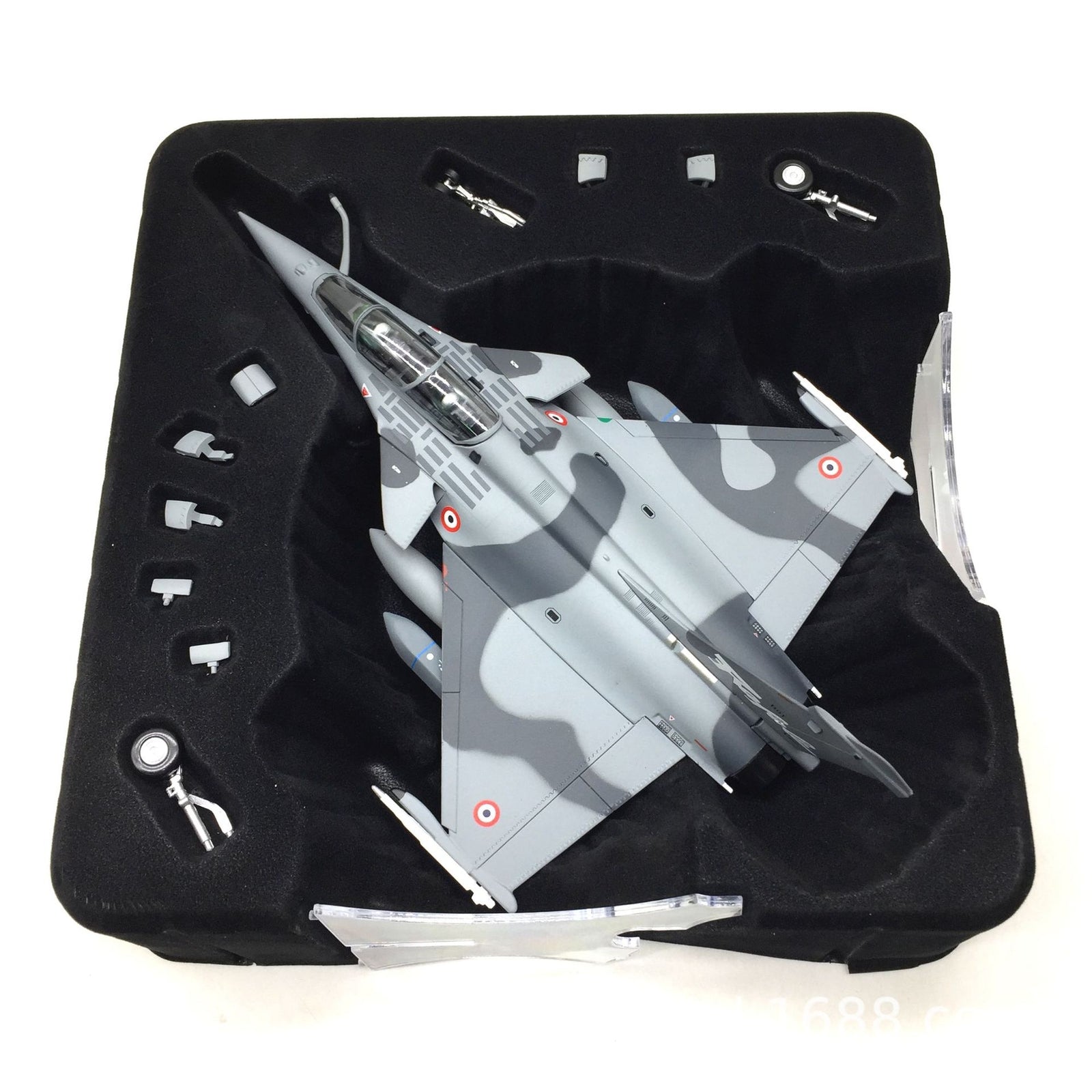French Air Force Rafale B Camouflage Fighter Jet Alloy Aircraft Model with Display Stand