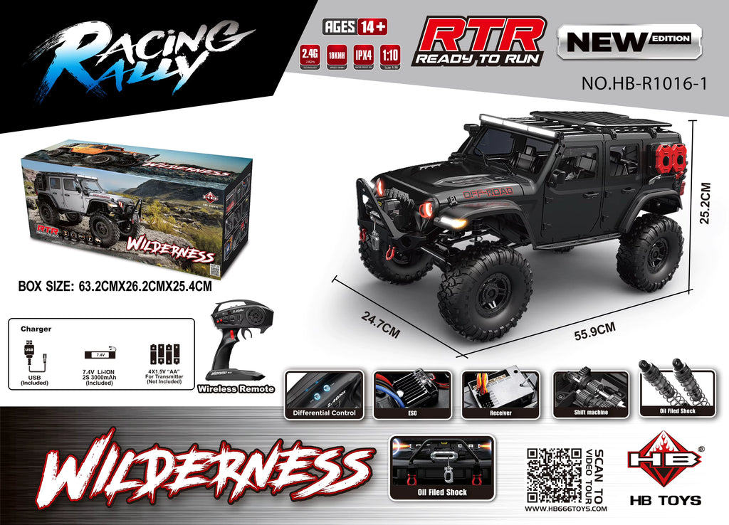HB R1016-1 1:10 4WD Rock Crawler RC Car with Electronic Differential Lock