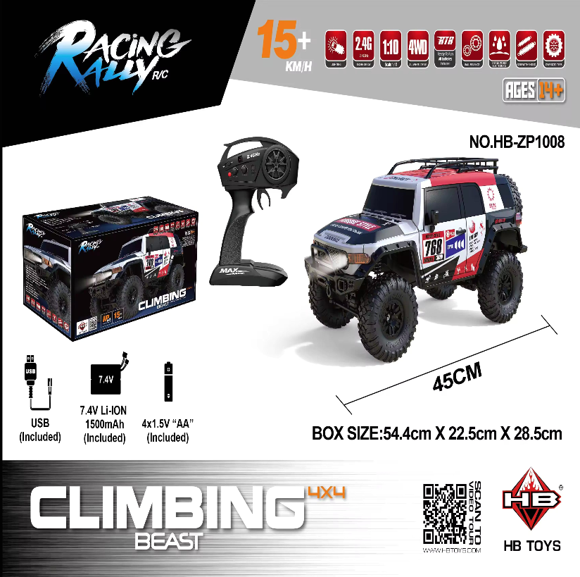 HB Toys ZP1008 1:10 Toyota FJ Cruiser 4WD RTR Rc rock crawler