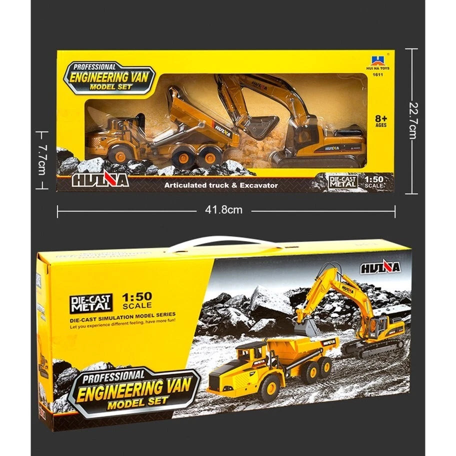 Huina 1611 1:50 Articulated Truck & Excavator Set