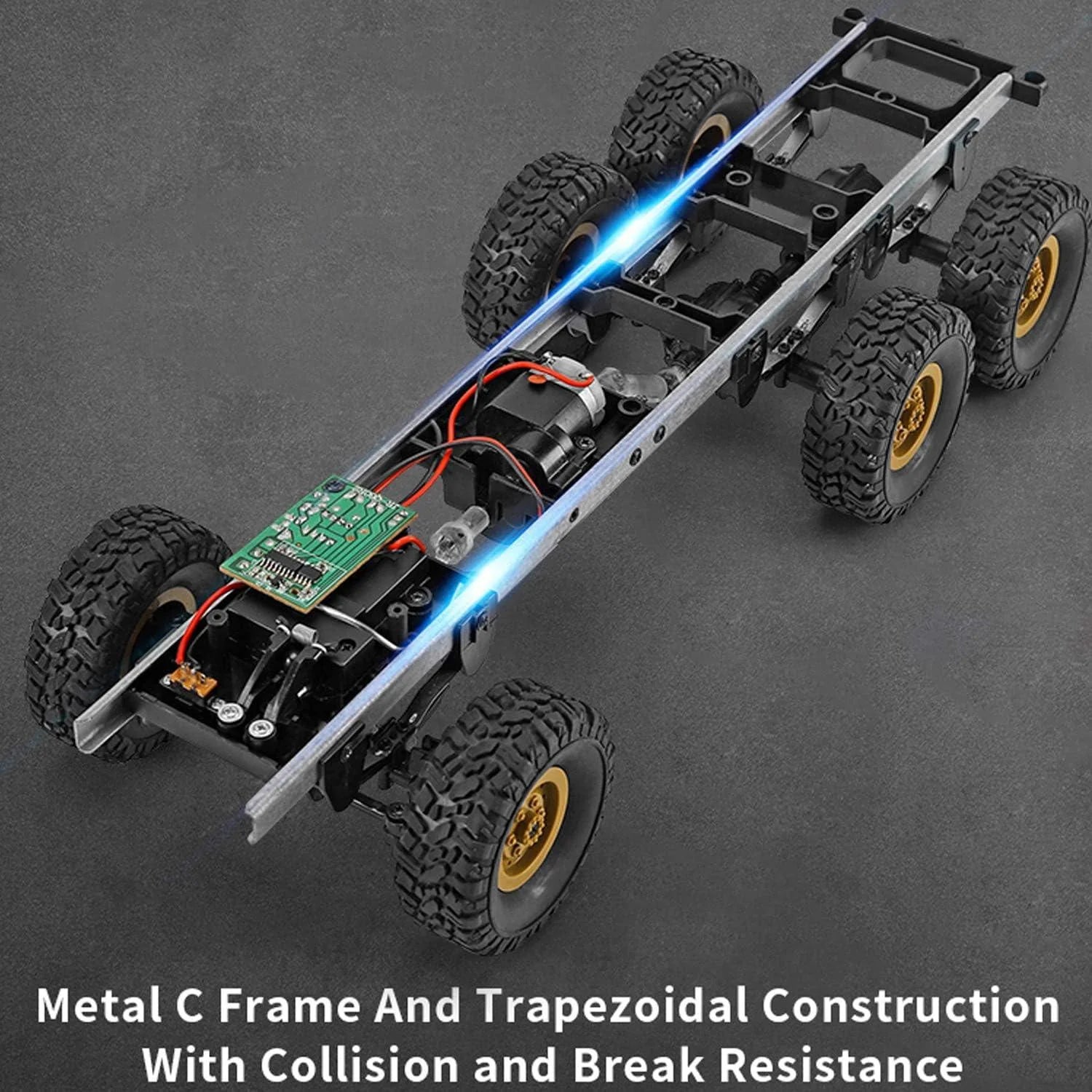 JJRC Q75 1:16 6WD RC Military Transport Truck — Triple Diffs, LED (RTR) — Differentials on all three axles
