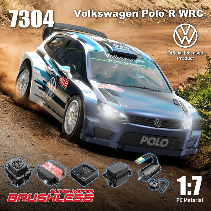 MJX Hyper Go 7304 1:7 VW Polo R WRC Brushless RC Rally Car — 4S, 60 km/h (RTR)