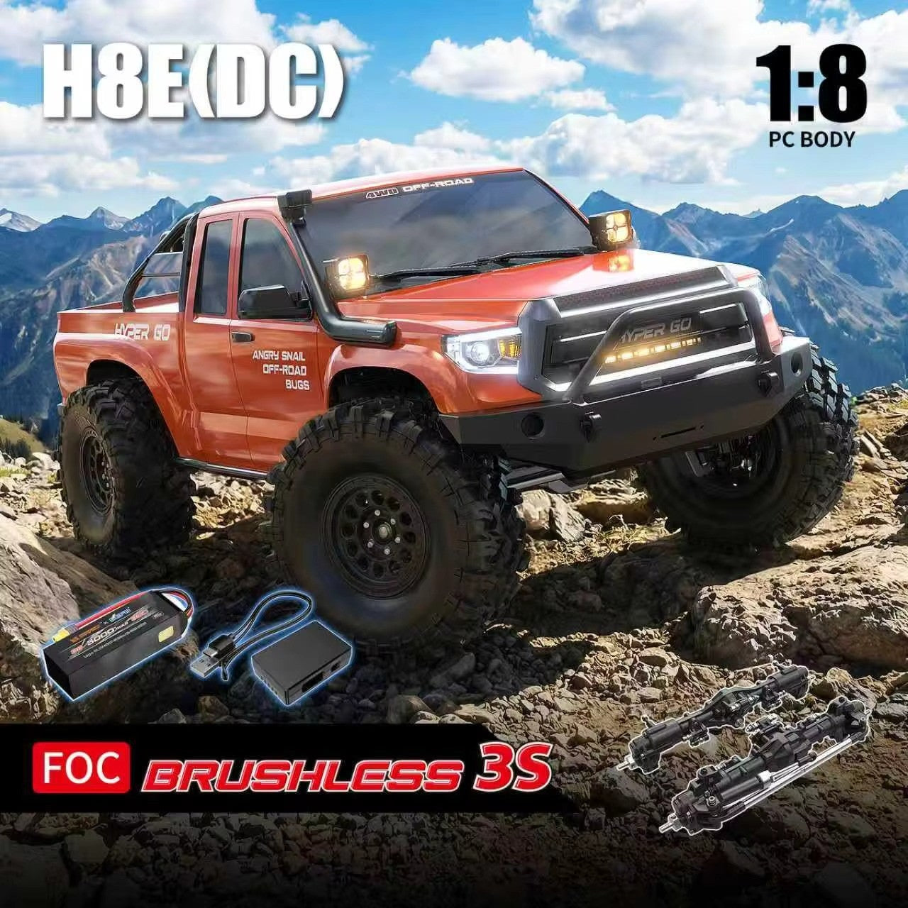 MJX Hyper Go H8E 1:8 Toyota Hilux 4WD RC Crawler 3S Brushless