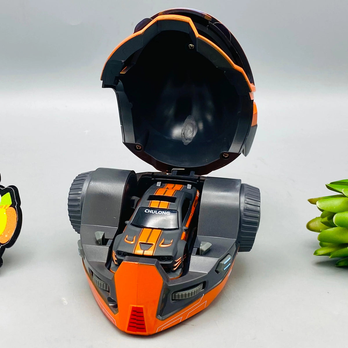 Mini RC racing car with detailed body and spoiler