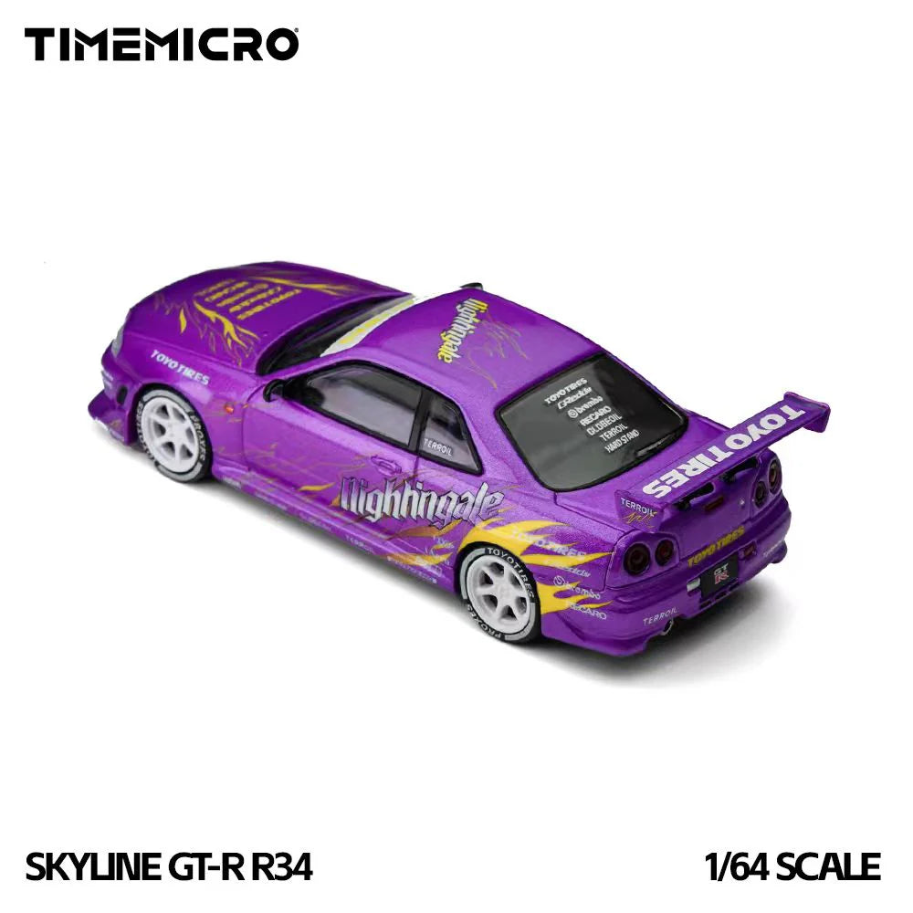 Purple Nissan Skyline GT-R R34 Diecast Model
