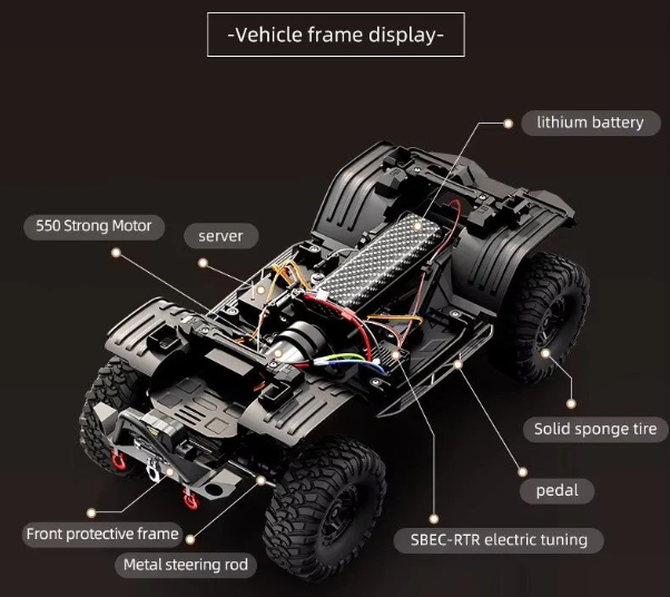 RC crawler with rugged tires hobby grade