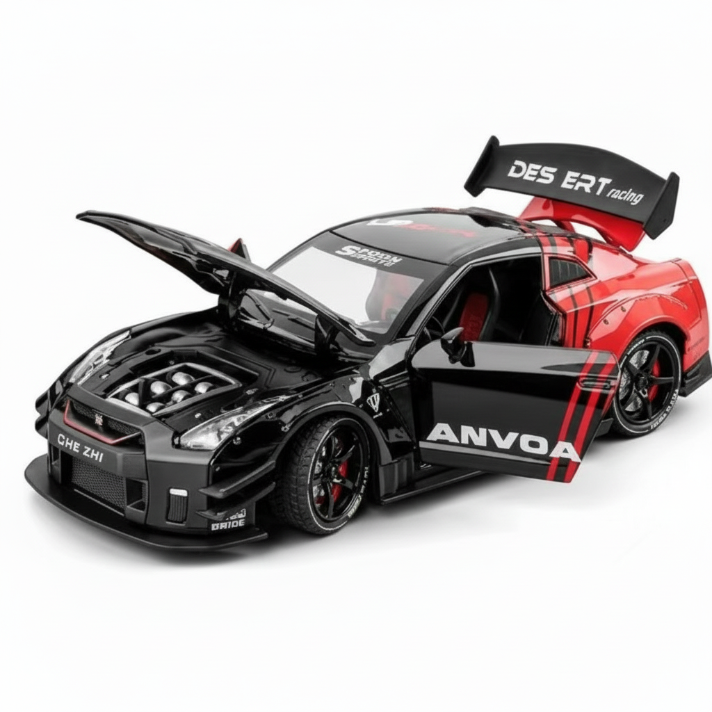 Che Zhi Nissan GTR 1:24 Diecast Light Sound Open Doors