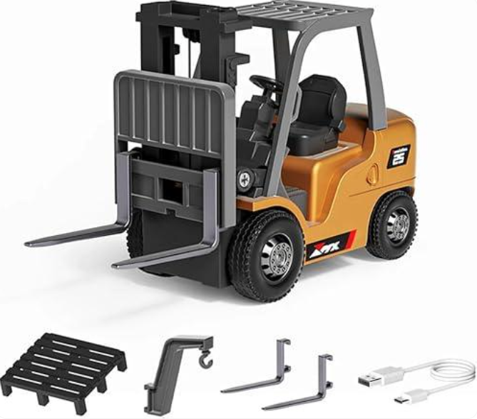 TRASPED 1:64 RC Forklift – App & Remote Control with Lights & Sounds